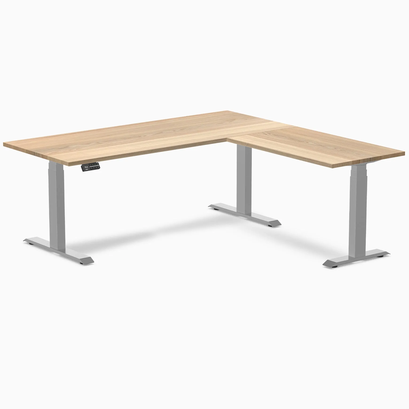 Desky Hardwood L-Shape Sit Stand Desk