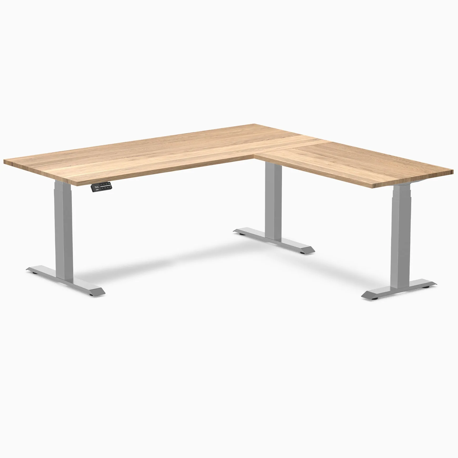 Desky Hardwood L-Shape Sit Stand Desk