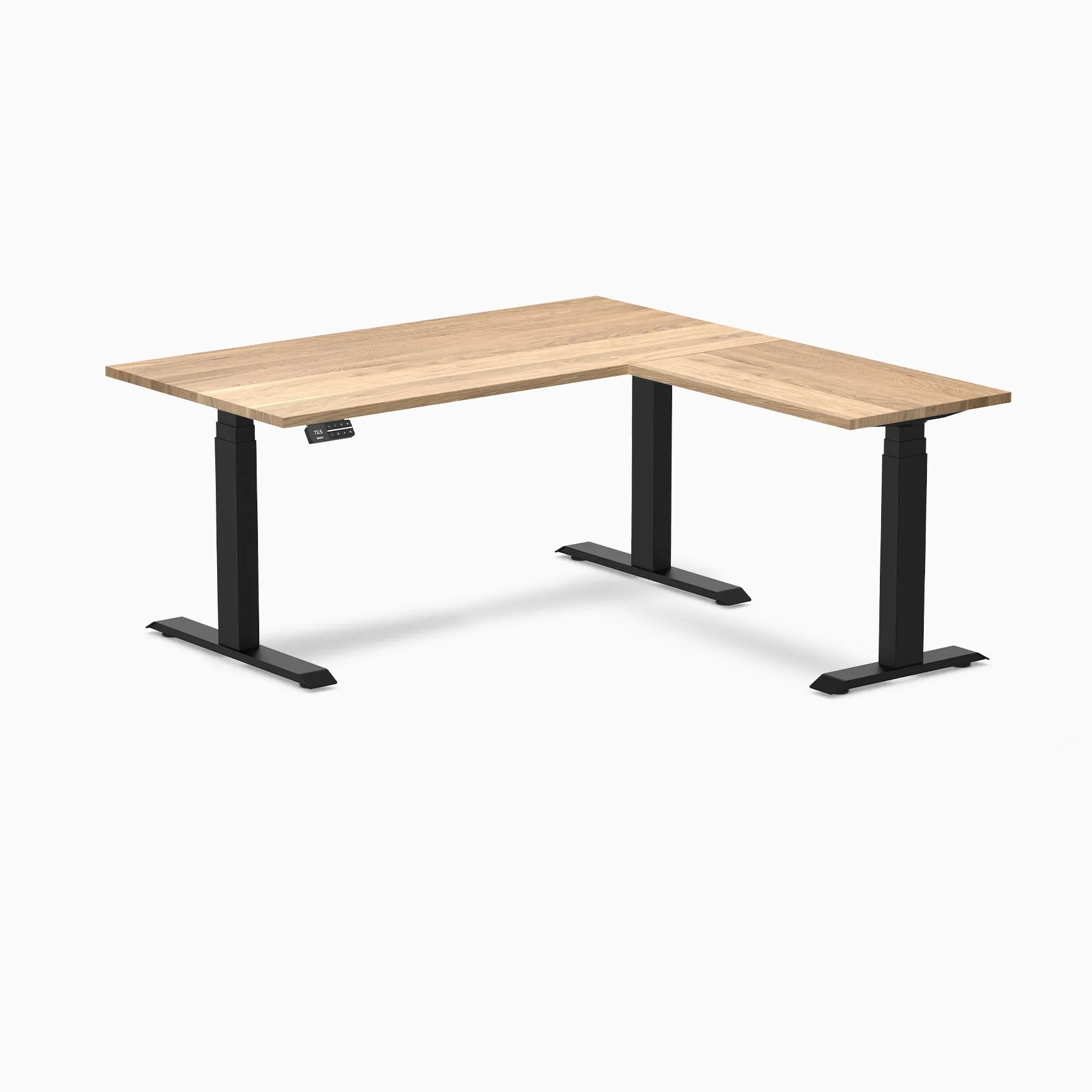 Desky Hardwood L-Shape Sit Stand Desk