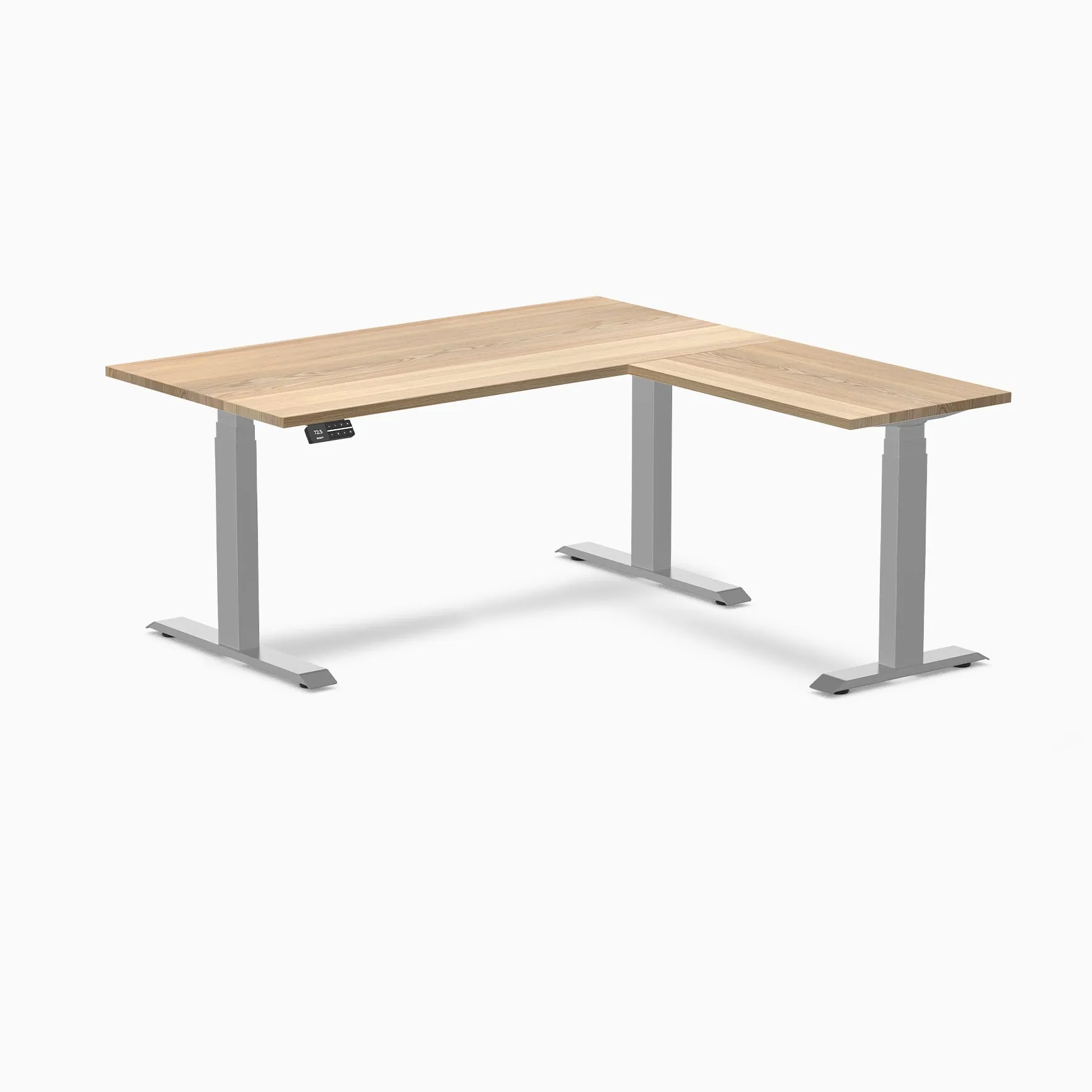 Desky Hardwood L-Shape Sit Stand Desk