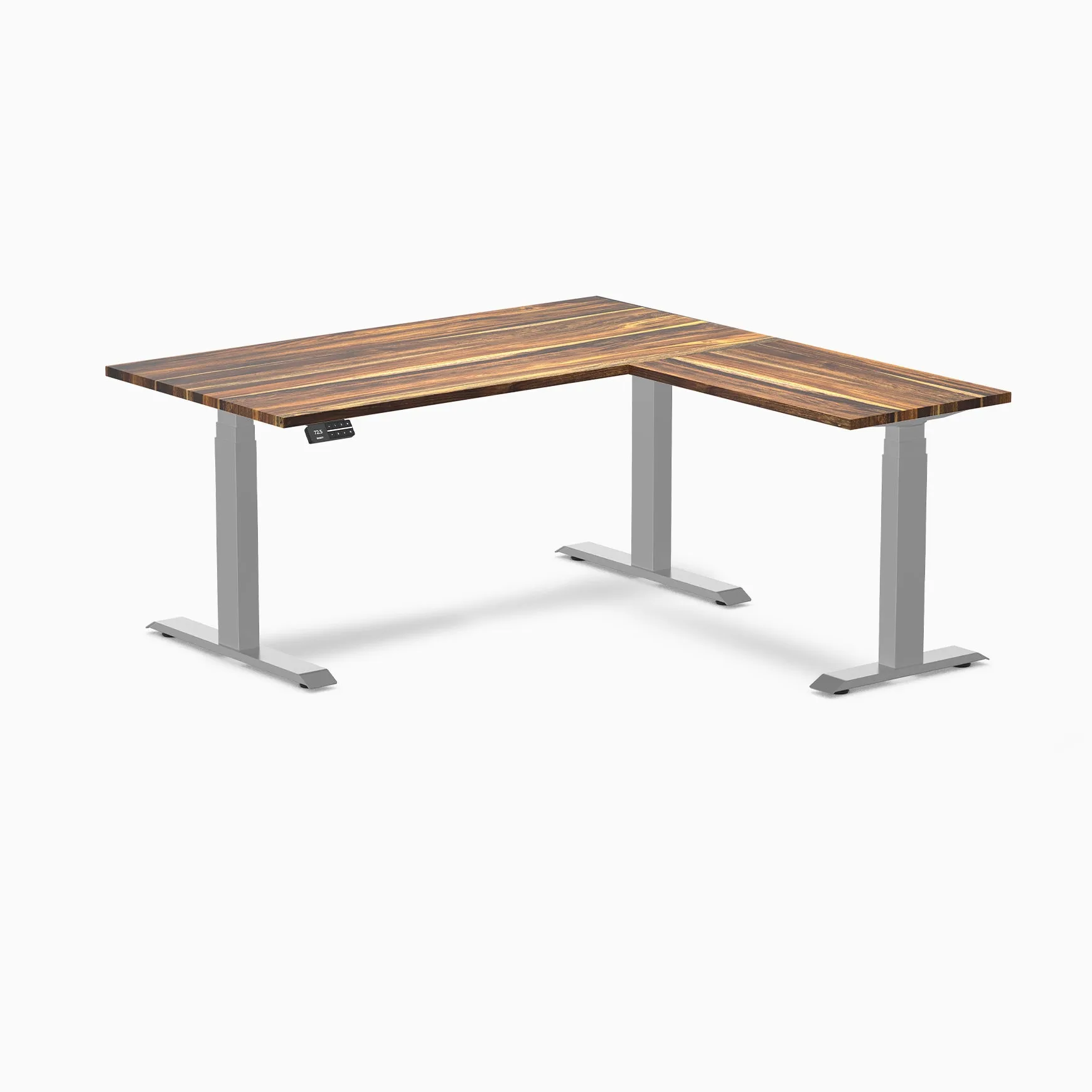 Desky Hardwood L-Shape Sit Stand Desk