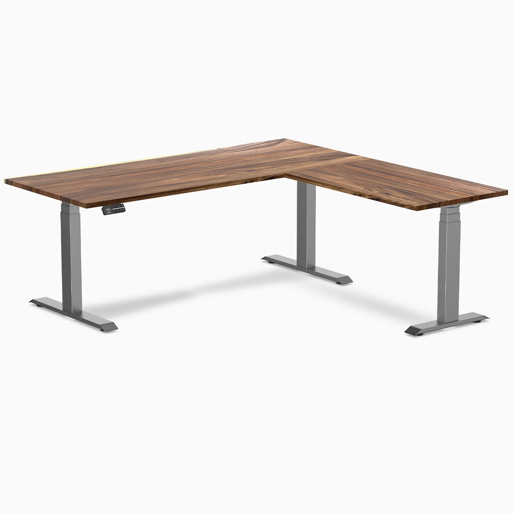 Desky Hardwood L-Shape Sit Stand Desk