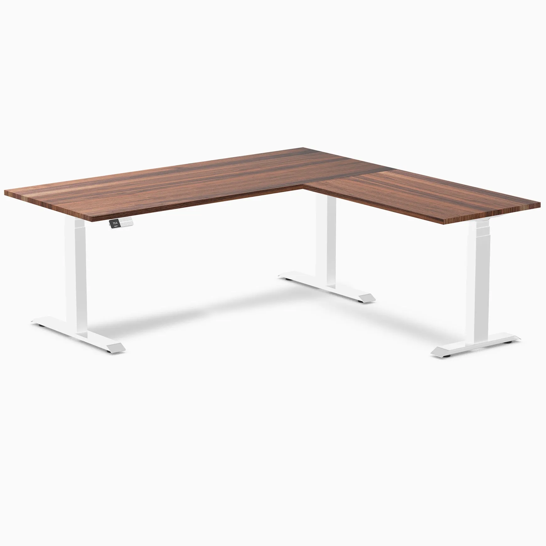 Desky Hardwood L-Shape Sit Stand Desk