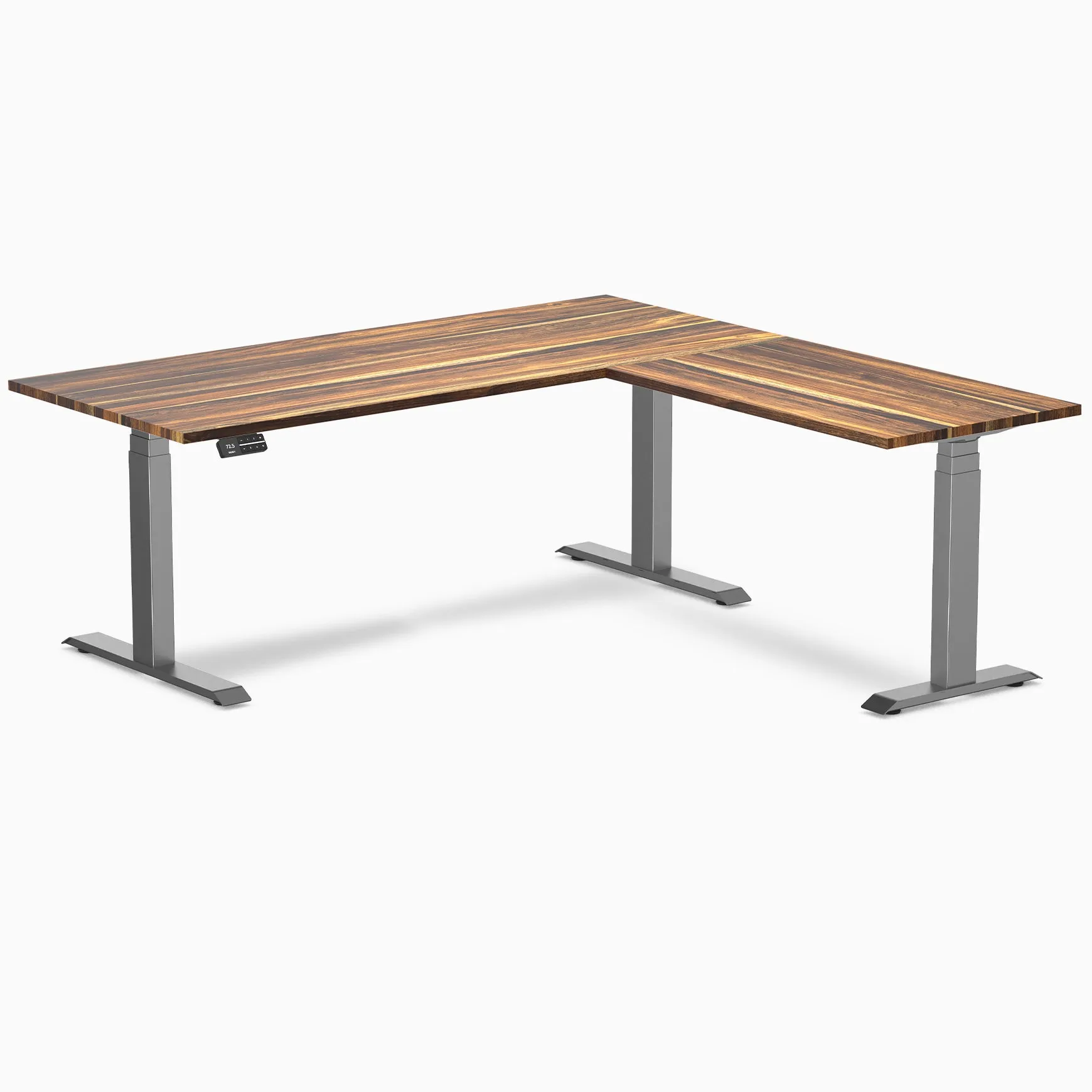 Desky Hardwood L-Shape Sit Stand Desk