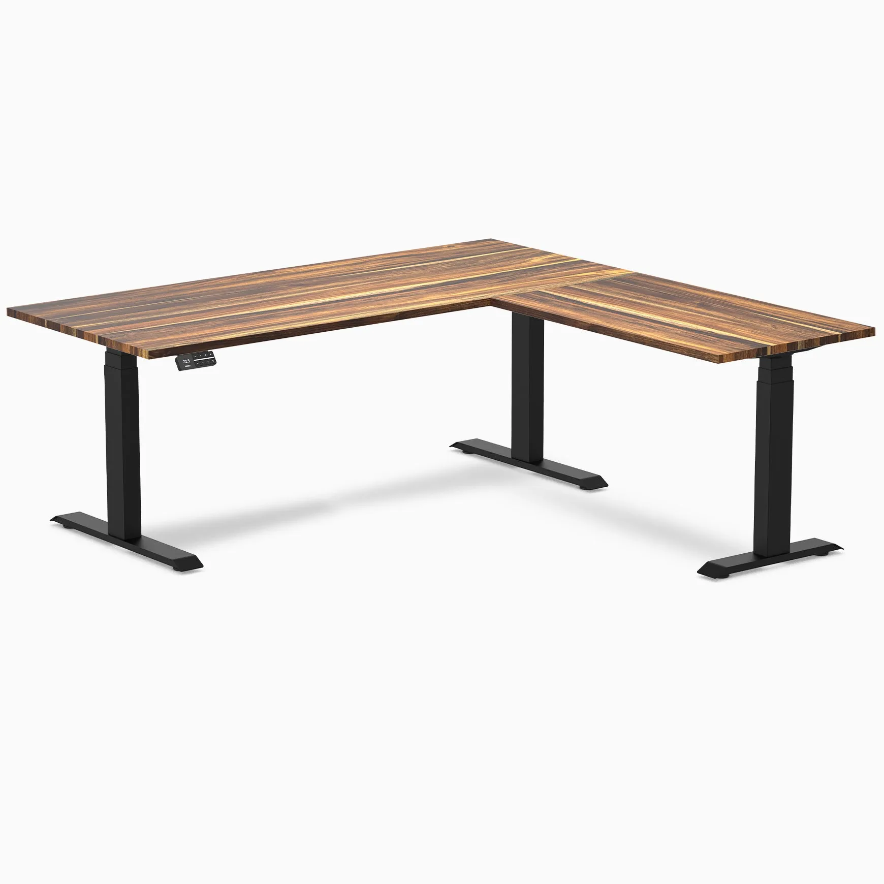 Desky Hardwood L-Shape Sit Stand Desk