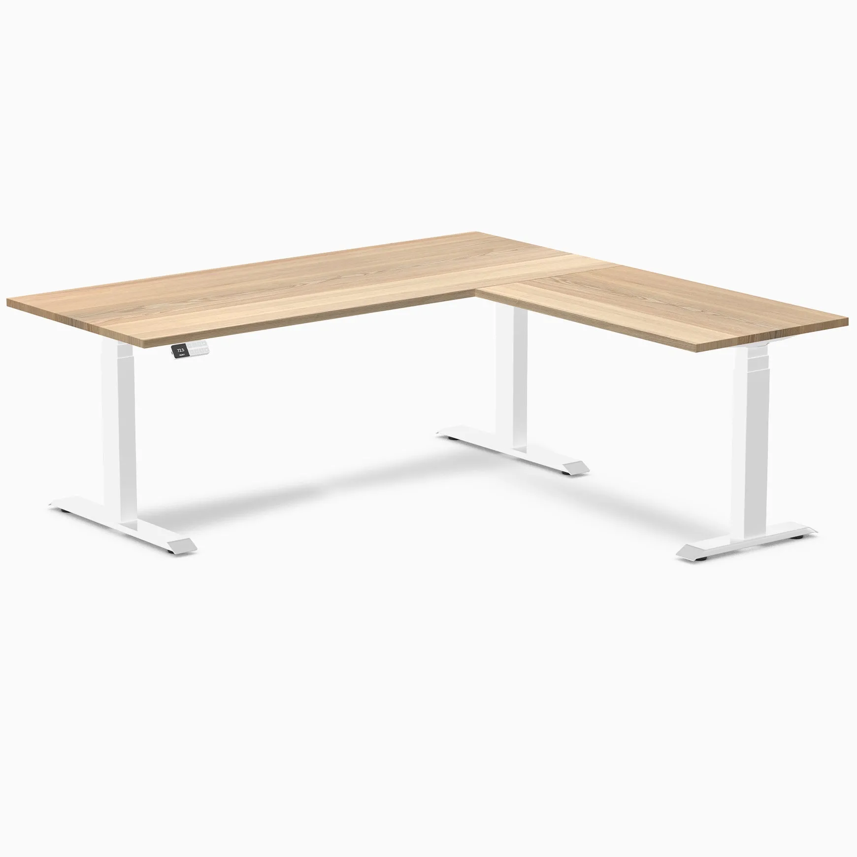 Desky Hardwood L-Shape Sit Stand Desk