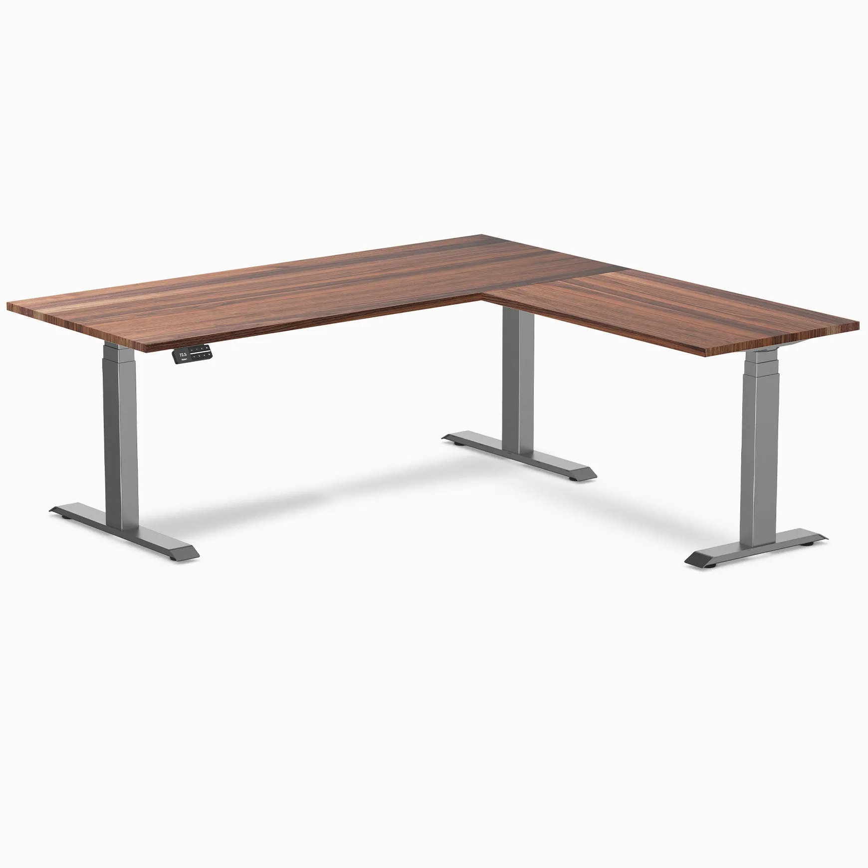 Desky Hardwood L-Shape Sit Stand Desk