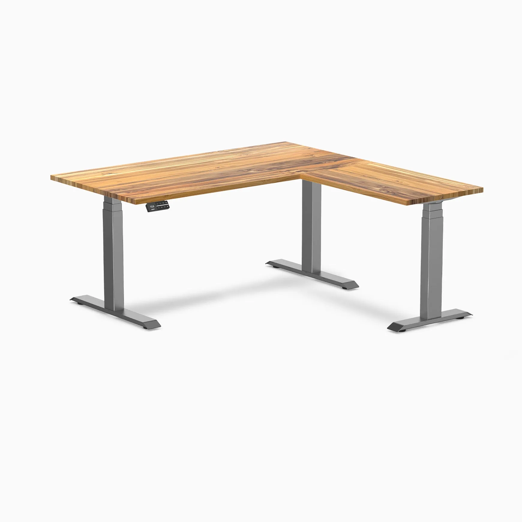 Desky Hardwood L-Shape Sit Stand Desk