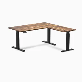 Desky Hardwood L-Shape Sit Stand Desk