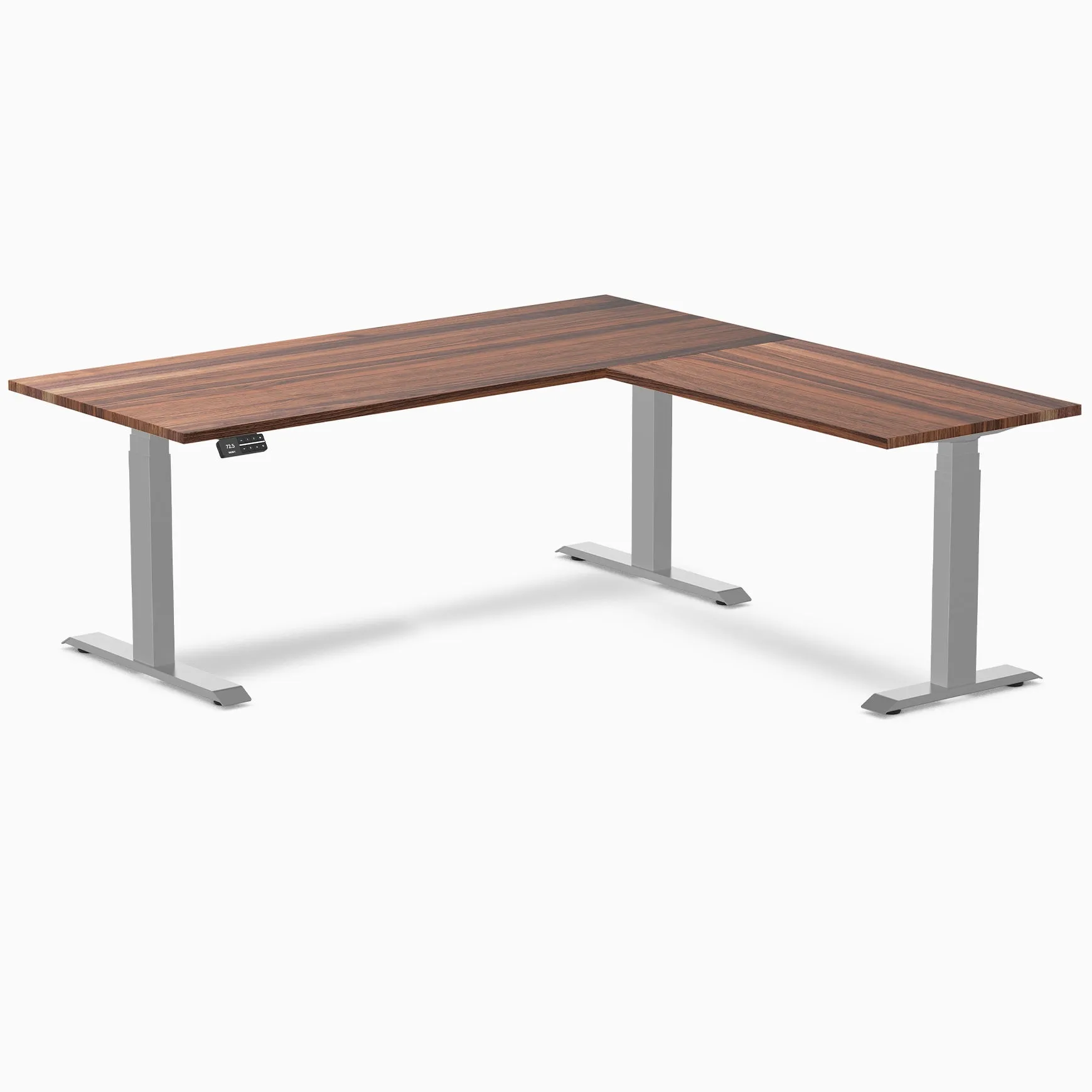 Desky Hardwood L-Shape Sit Stand Desk