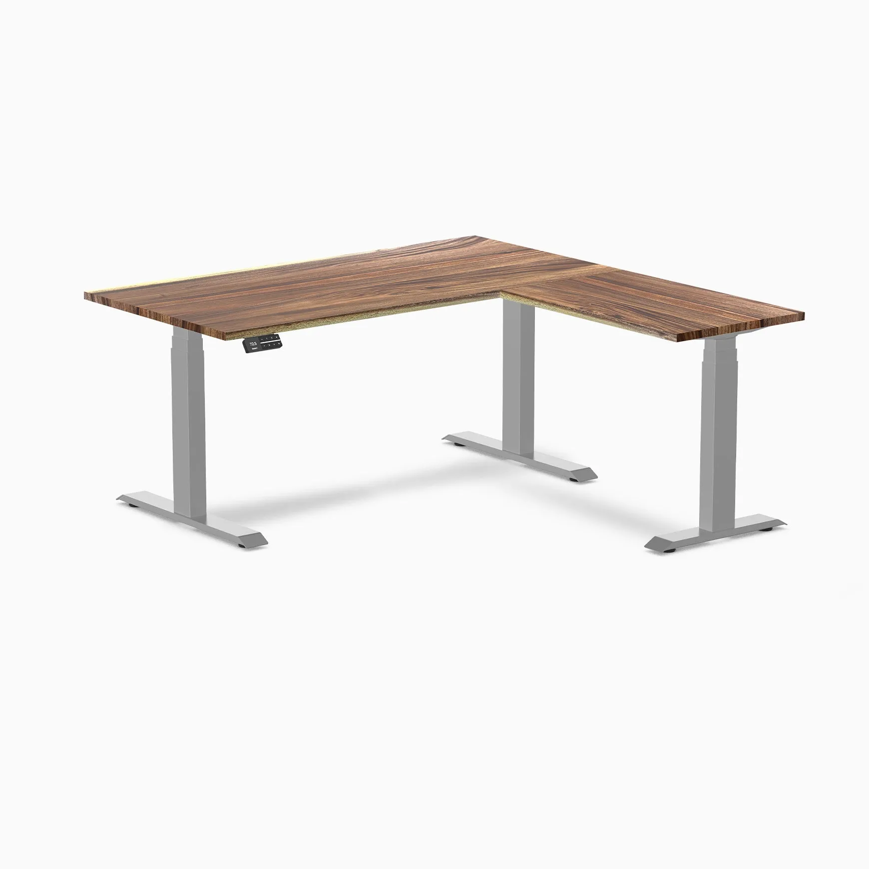 Desky Hardwood L-Shape Sit Stand Desk