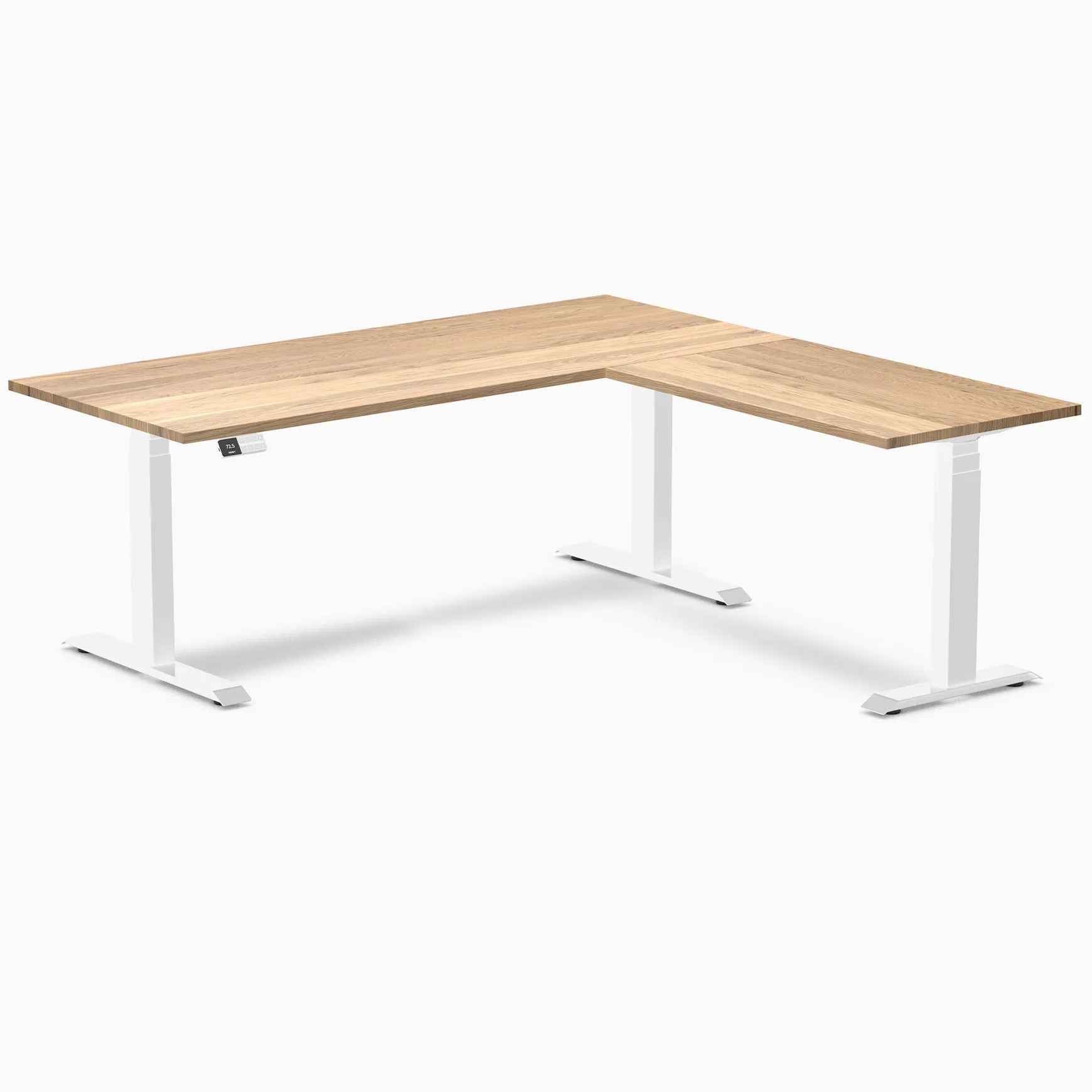 Desky Hardwood L-Shape Sit Stand Desk