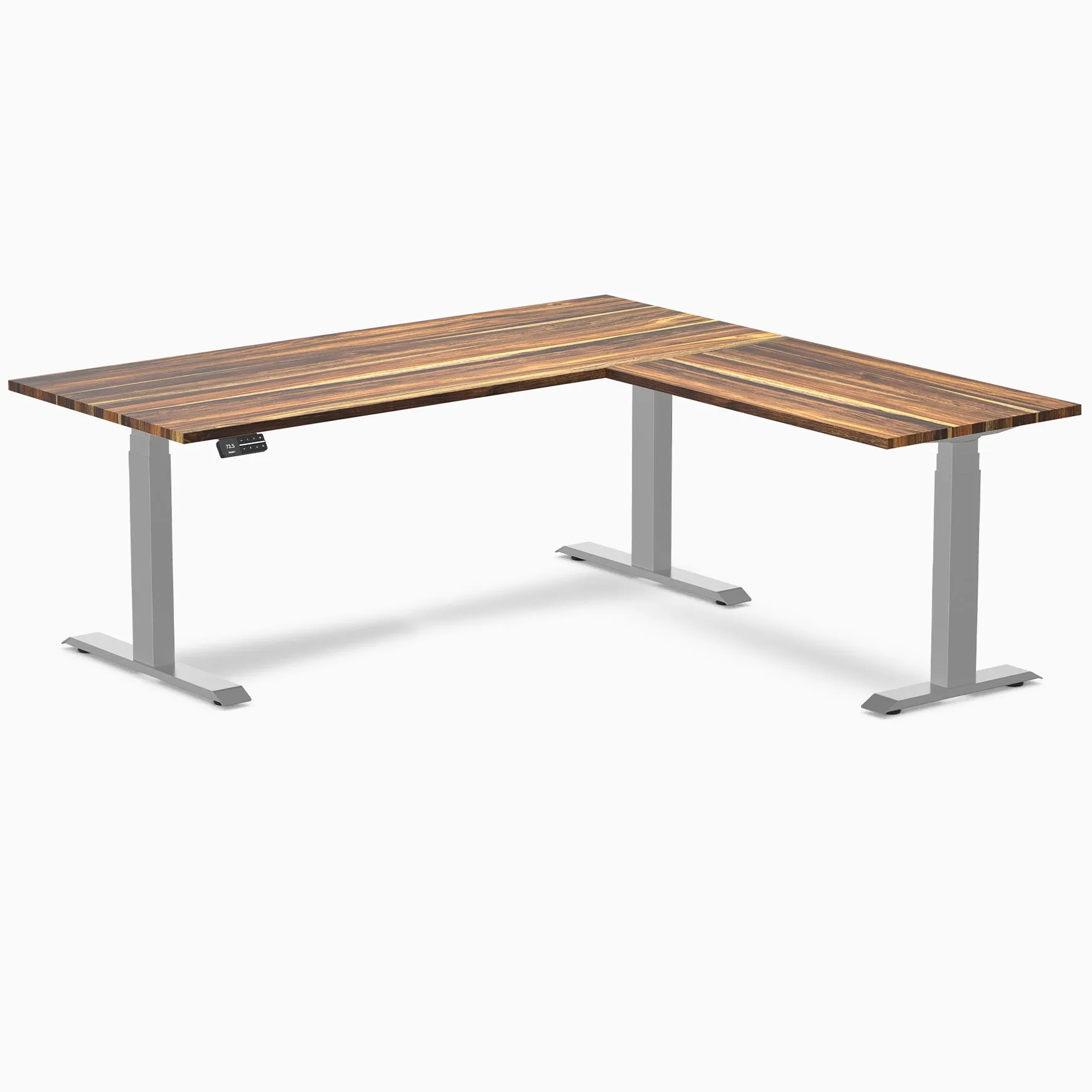 Desky Hardwood L-Shape Sit Stand Desk