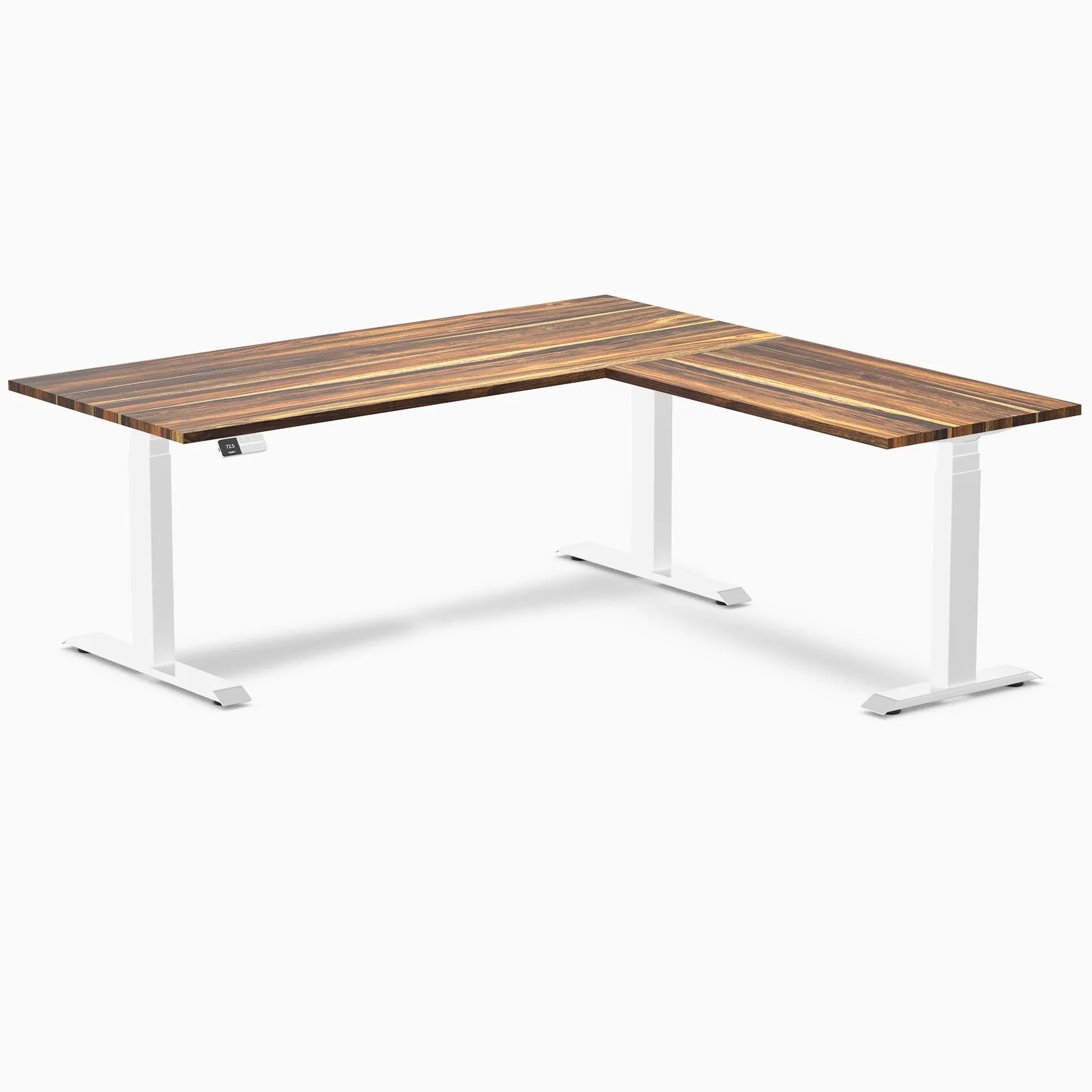 Desky Hardwood L-Shape Sit Stand Desk