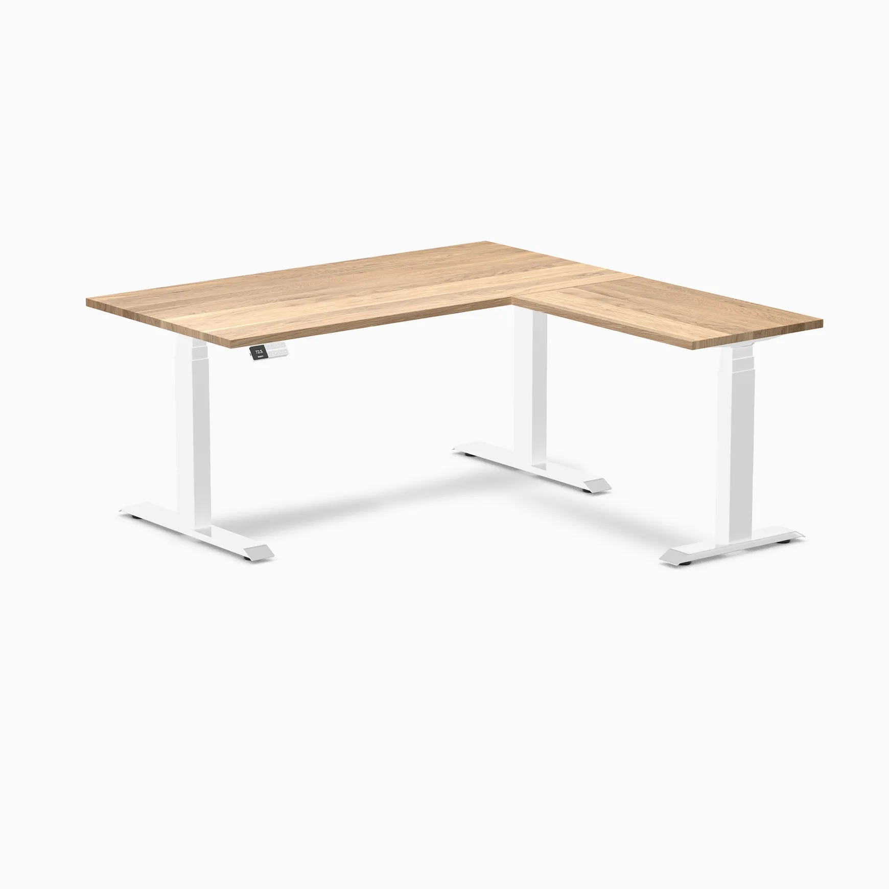 Desky Hardwood L-Shape Sit Stand Desk