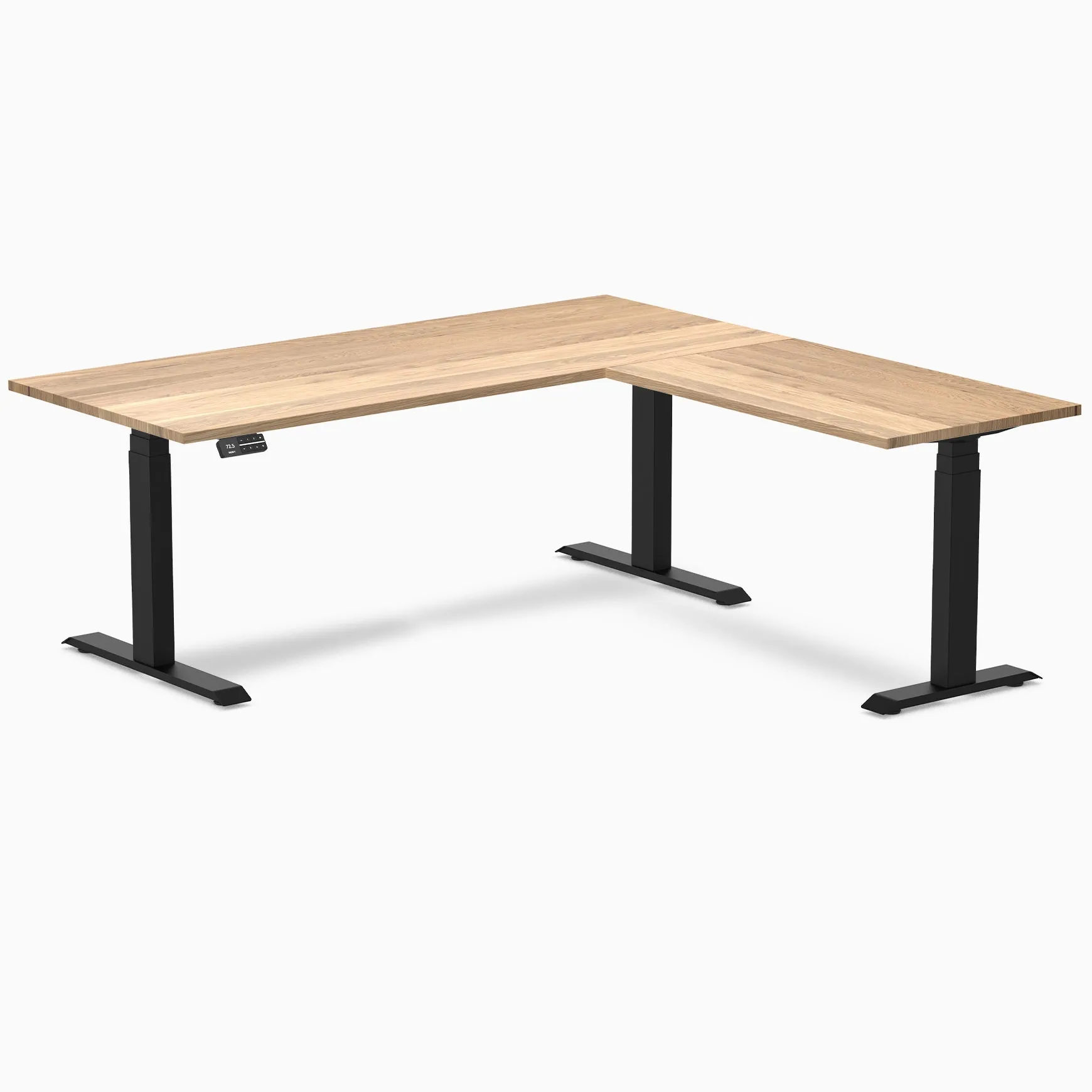 Desky Hardwood L-Shape Sit Stand Desk