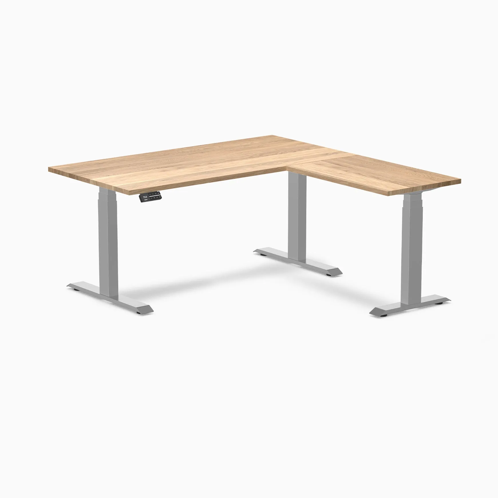 Desky Hardwood L-Shape Sit Stand Desk