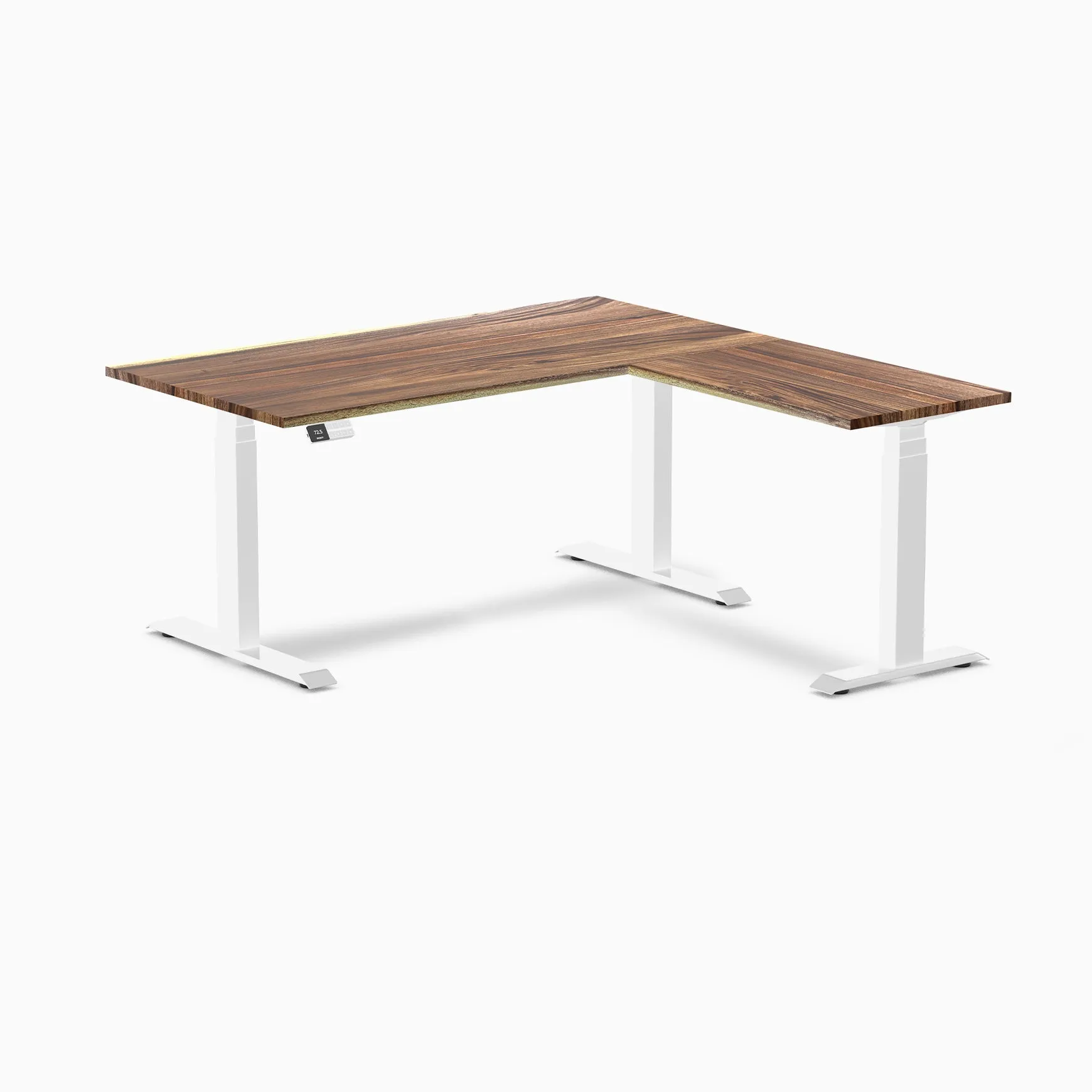 Desky Hardwood L-Shape Sit Stand Desk