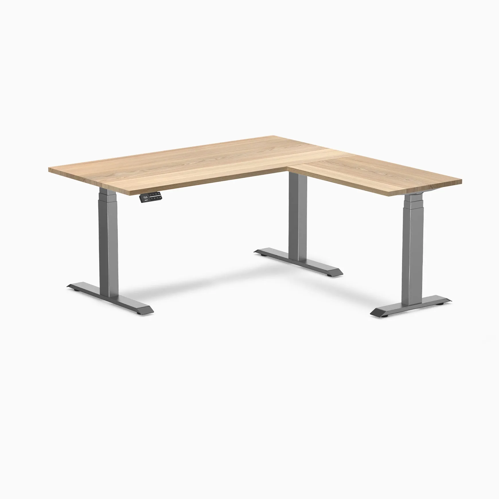 Desky Hardwood L-Shape Sit Stand Desk