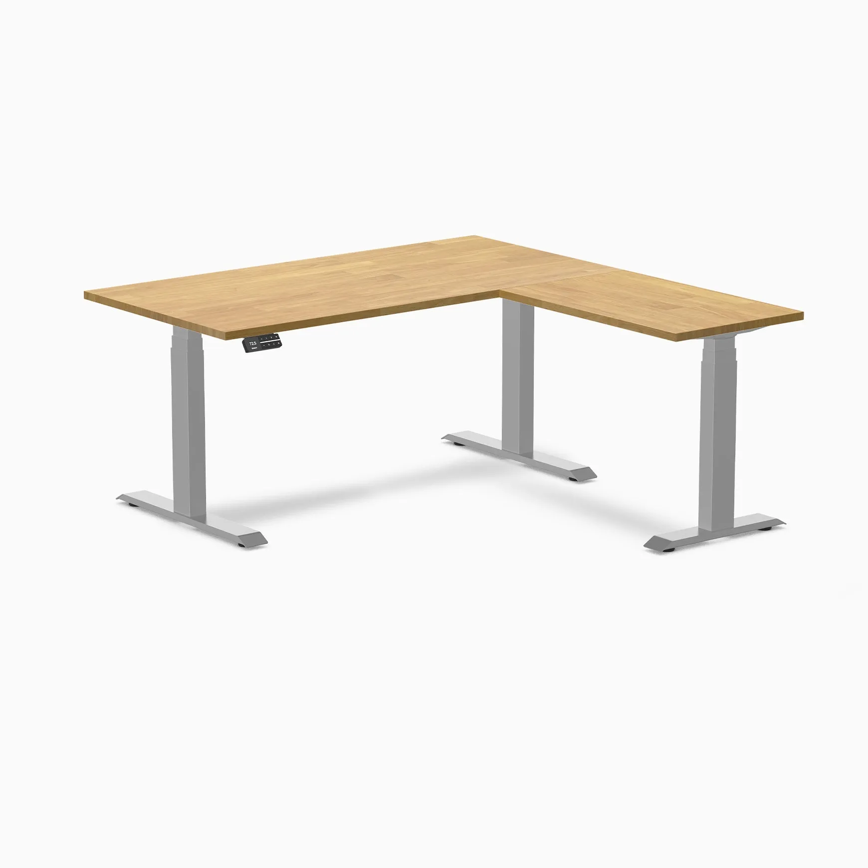 Desky Rubberwood L-Shape Sit Stand Desk