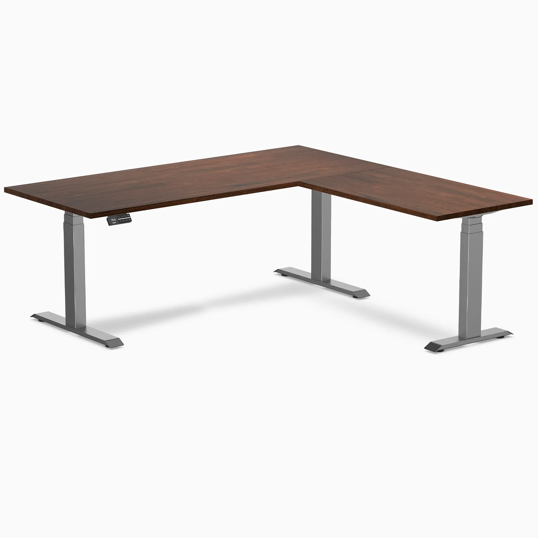 Desky Rubberwood L-Shape Sit Stand Desk