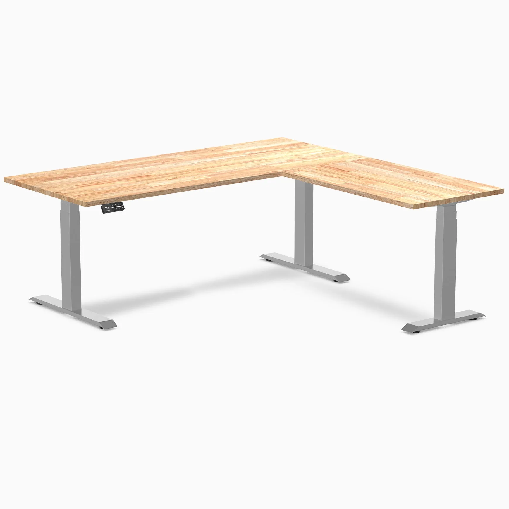 Desky Rubberwood L-Shape Sit Stand Desk