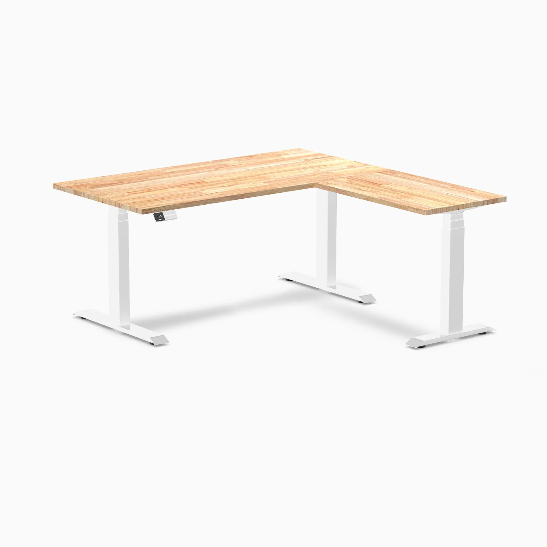 Desky Rubberwood L-Shape Sit Stand Desk