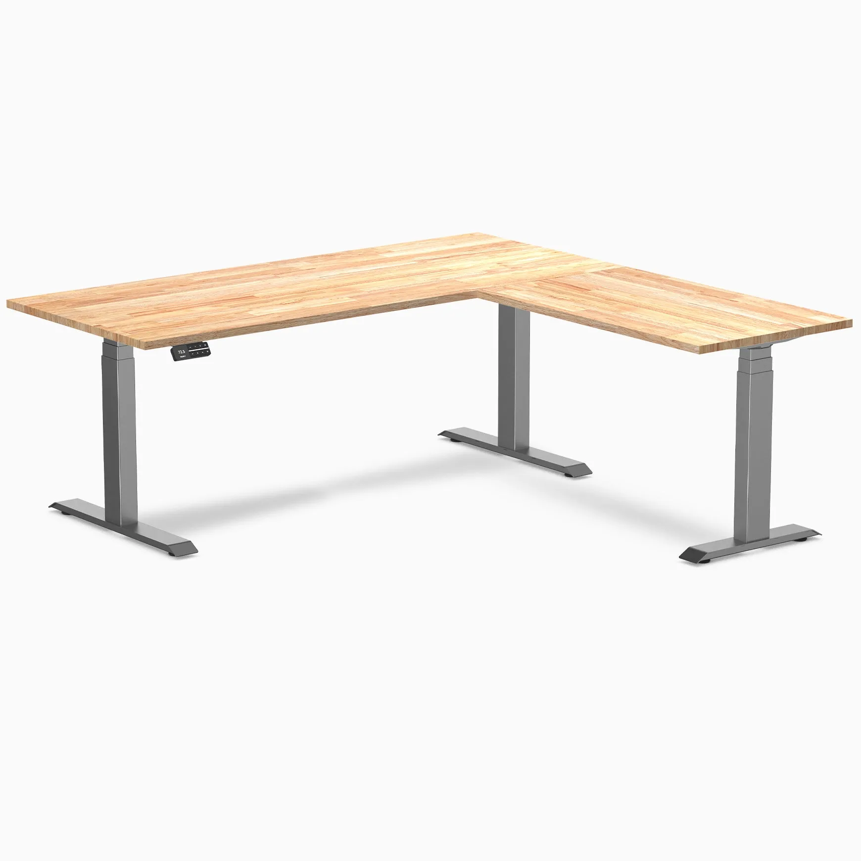 Desky Rubberwood L-Shape Sit Stand Desk