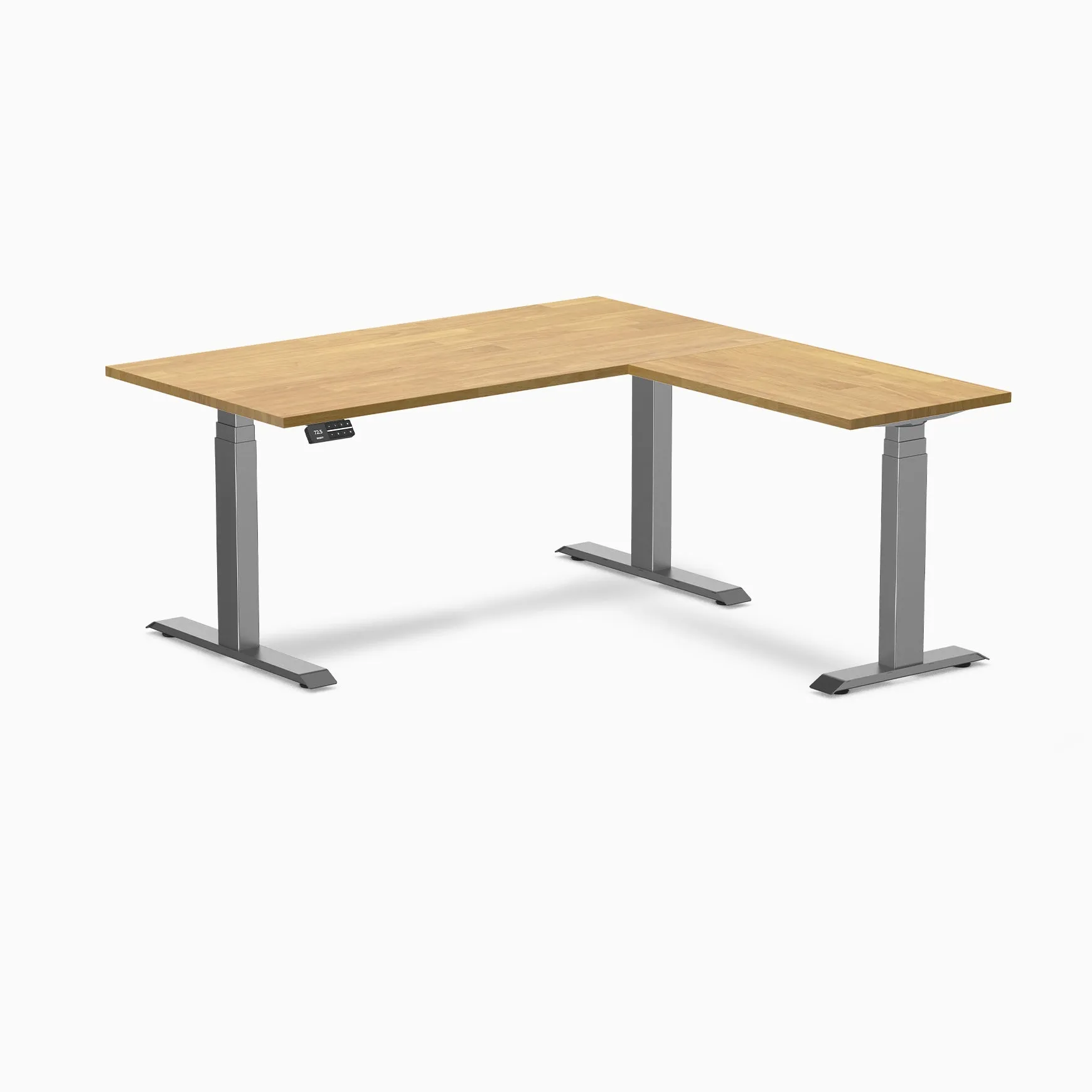 Desky Rubberwood L-Shape Sit Stand Desk