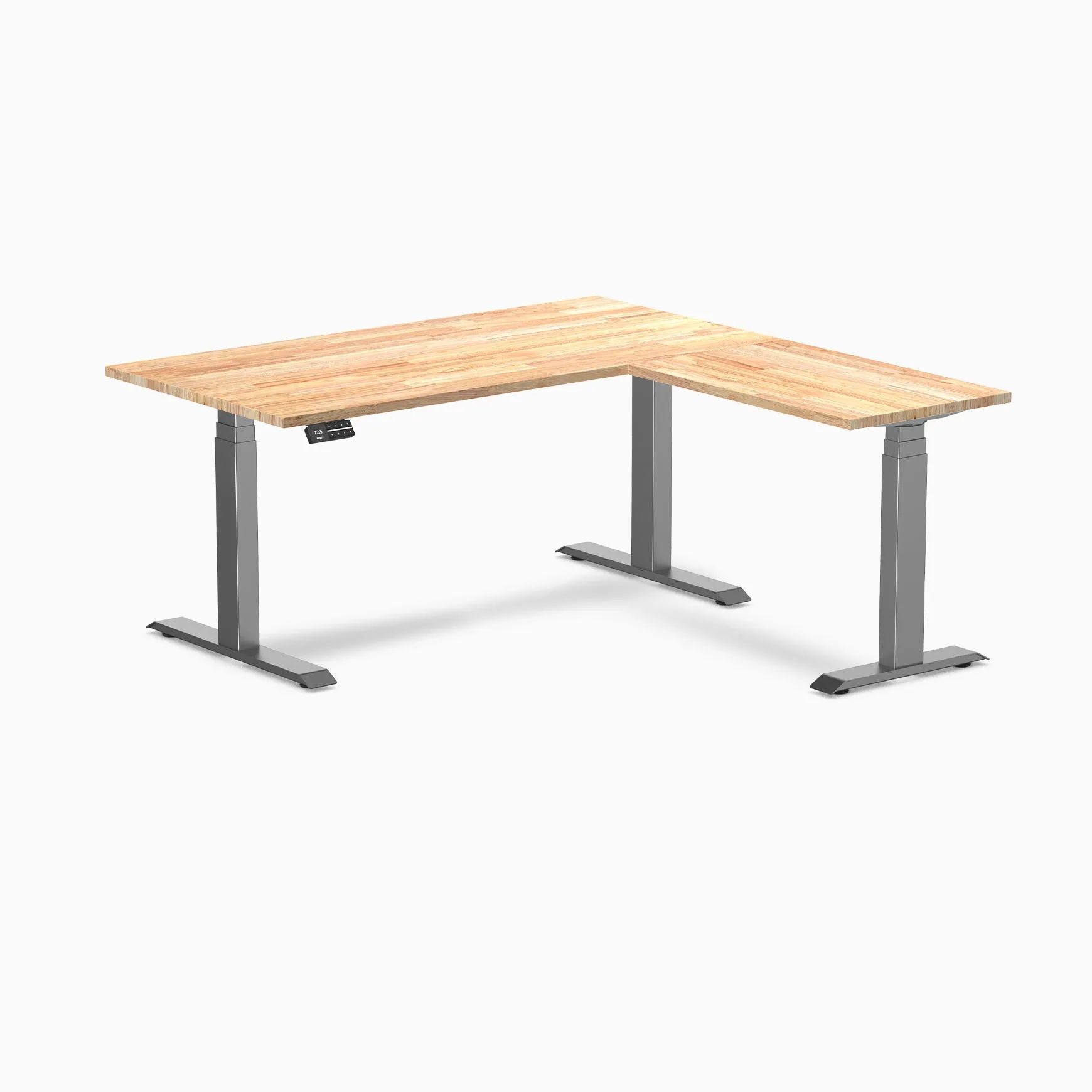 Desky Rubberwood L-Shape Sit Stand Desk