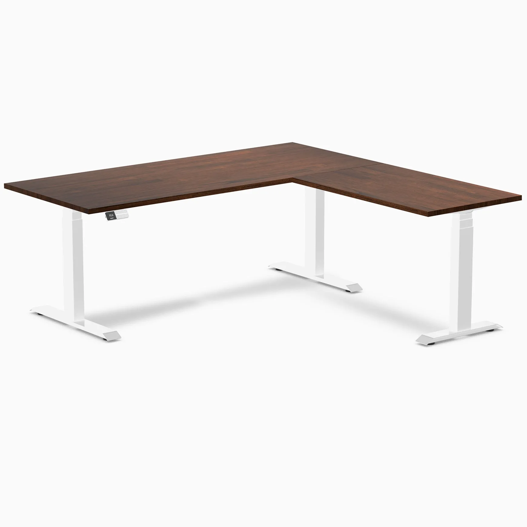 Desky Rubberwood L-Shape Sit Stand Desk