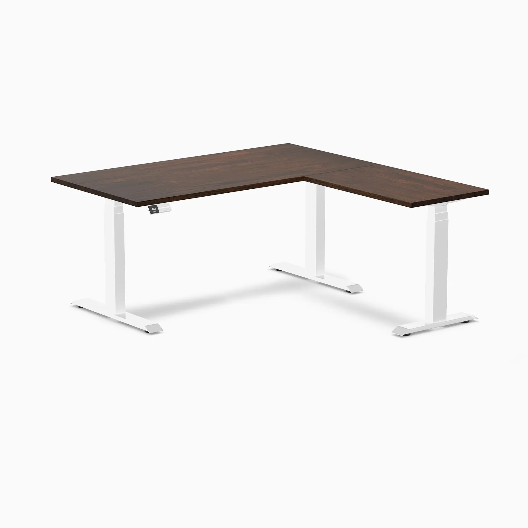 Desky Rubberwood L-Shape Sit Stand Desk