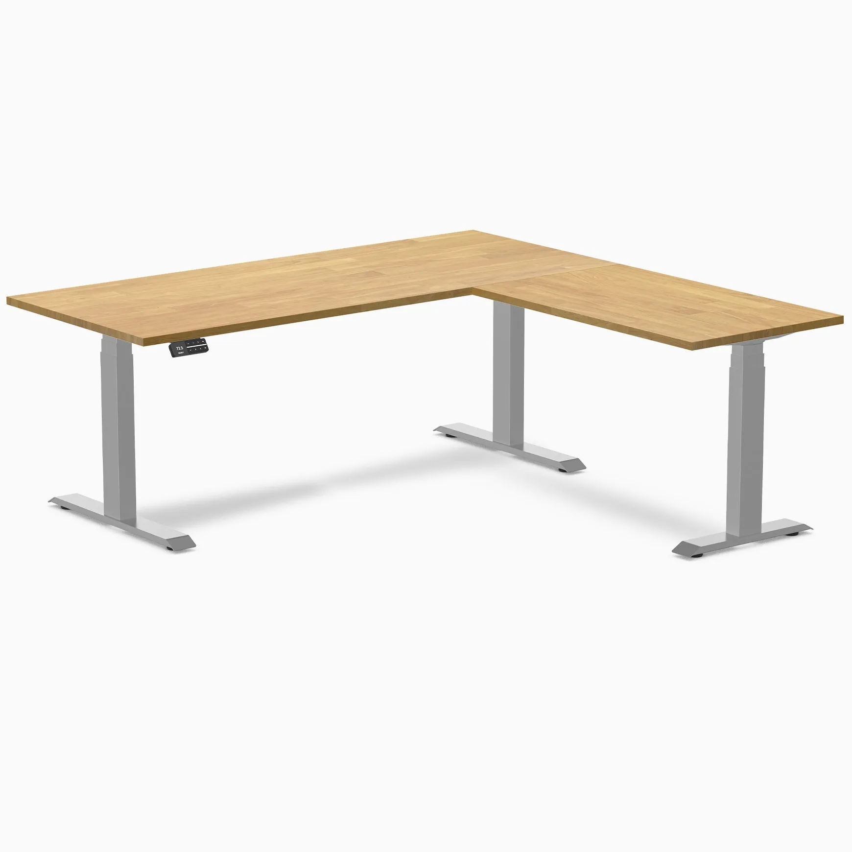 Desky Rubberwood L-Shape Sit Stand Desk