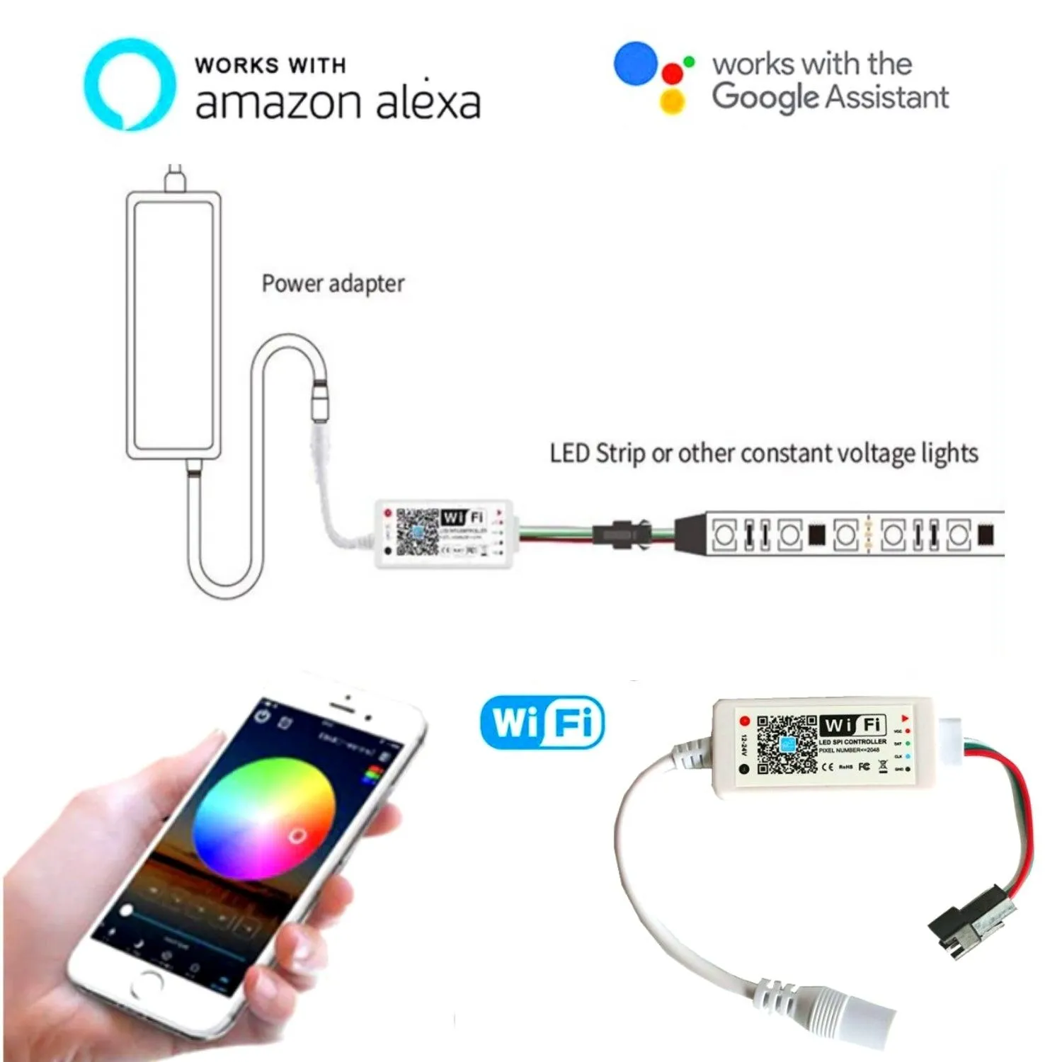 Digital Pixel RGB Neon Flex Addressable 16x16 WS2811 with Bluetooth App Controller Kit