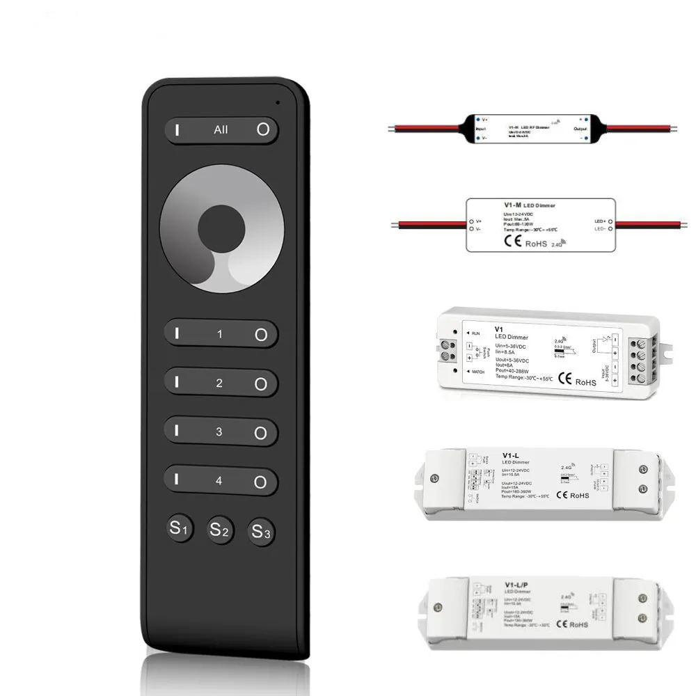 DIM Controller Dimmable 2.4GHz RF Touch Remote for Single Color LED DC12V 24V 36V Max 360W