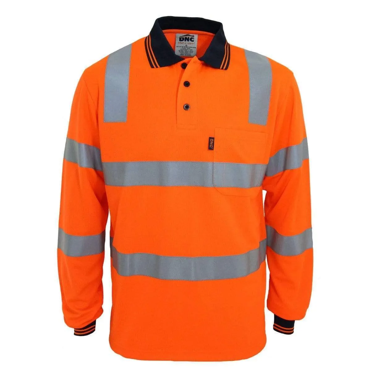 Dnc Workwear Hi-vis Bio-motion Taped L/s Polo - 3713