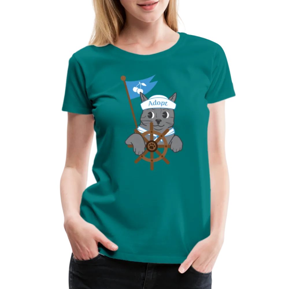 Door County Sailor Cat Contoured Premium T-Shirt