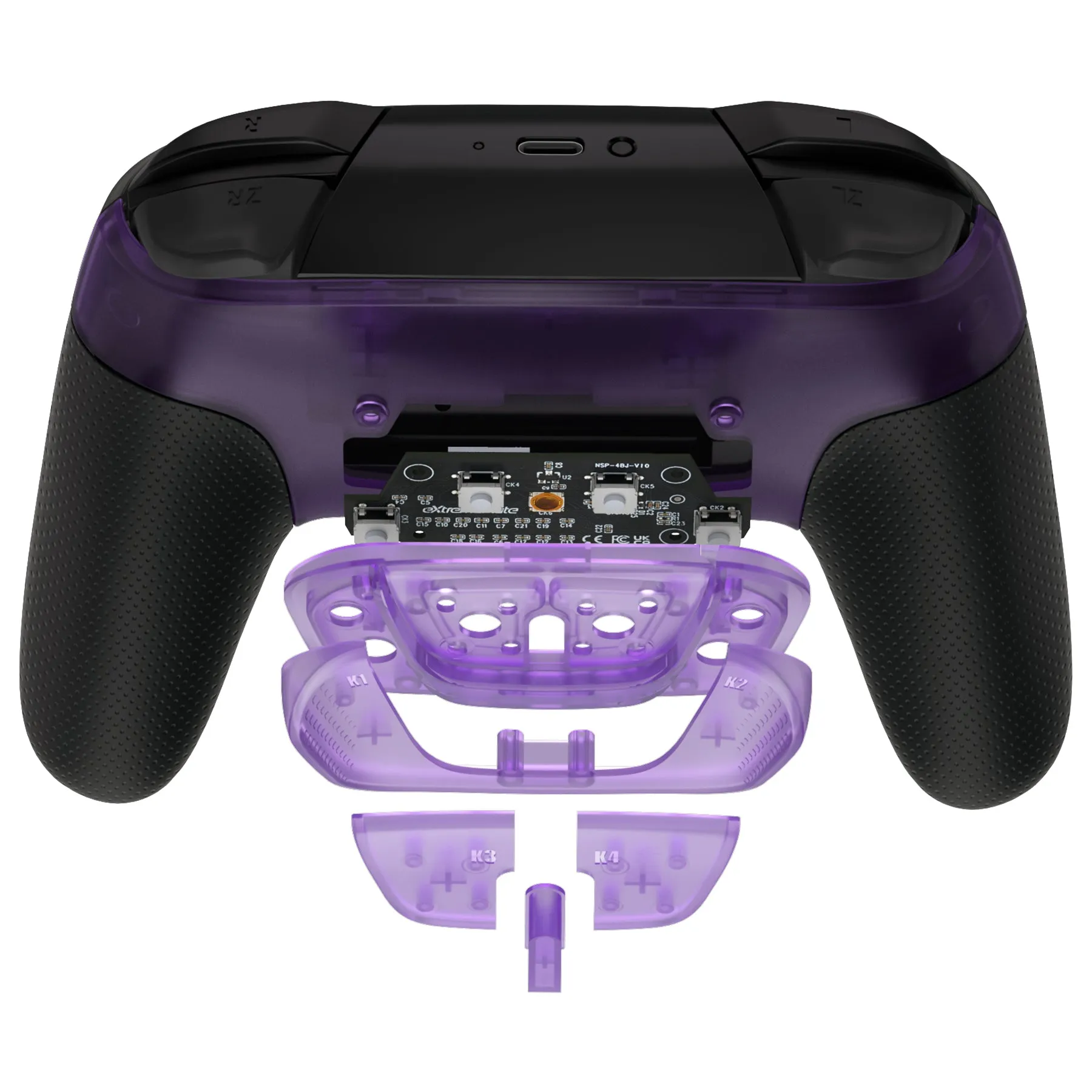 eXtremeRate Remappable RISE4 Remap Kit for Nintendo Switch Pro Controller - Clear Atomic Purple - XGNPM002