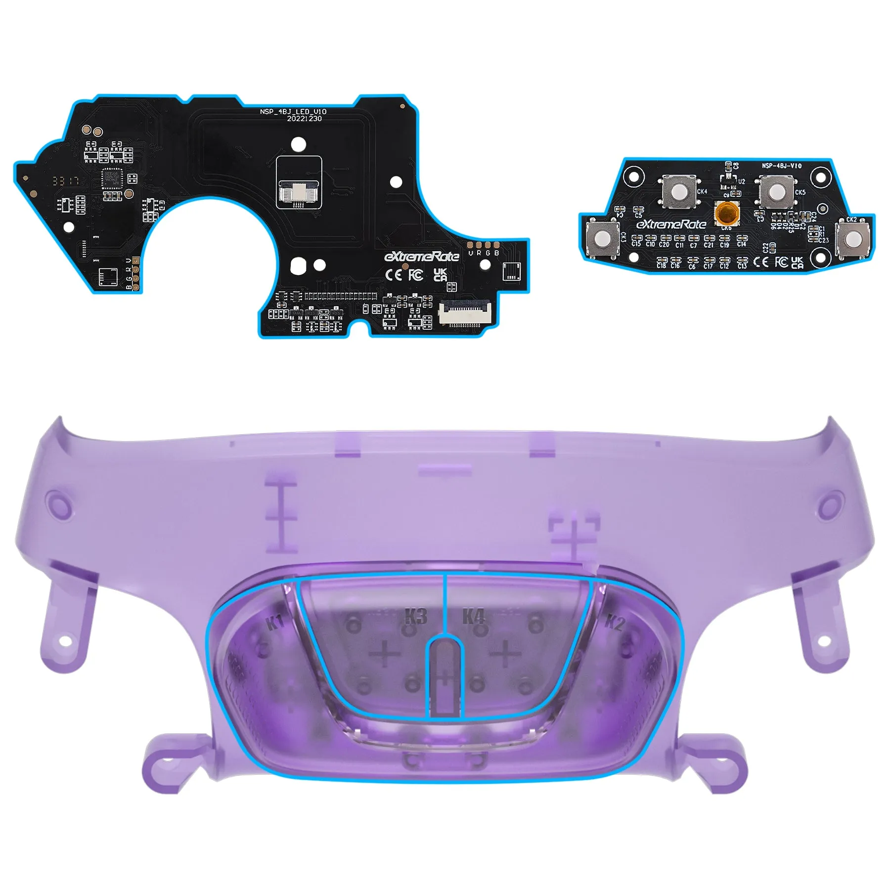 eXtremeRate Remappable RISE4 Remap Kit for Nintendo Switch Pro Controller - Clear Atomic Purple - XGNPM002