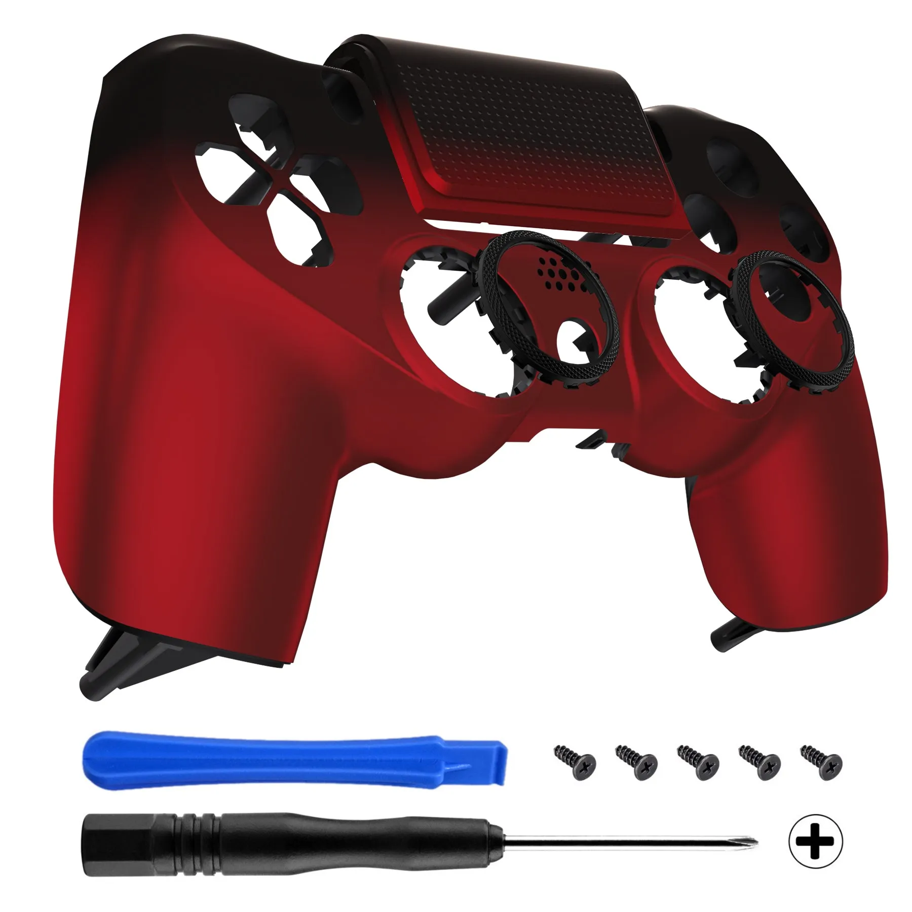 eXtremeRate Shadow Scarlet Red Replacement Faceplate Touchpad, Redesigned Soft Touch Housing Shell Touch Pad Compatible with PS4 Slim Pro Controller JDM-040/050/055 - Controller NOT Included - GHP4P005