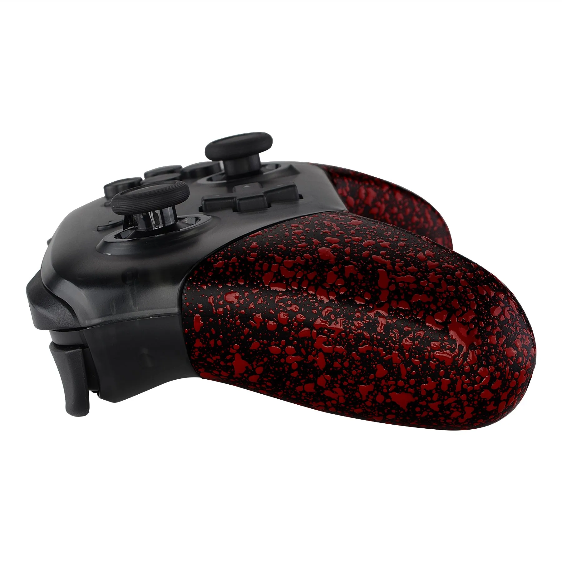 eXtremeRate Textured Red Replacement Handle Grips for Nintendo Switch Pro Controller, 3D Splashing DIY Hand Grip Shell for Nintendo Switch Pro - Controller NOT Included - GRP314