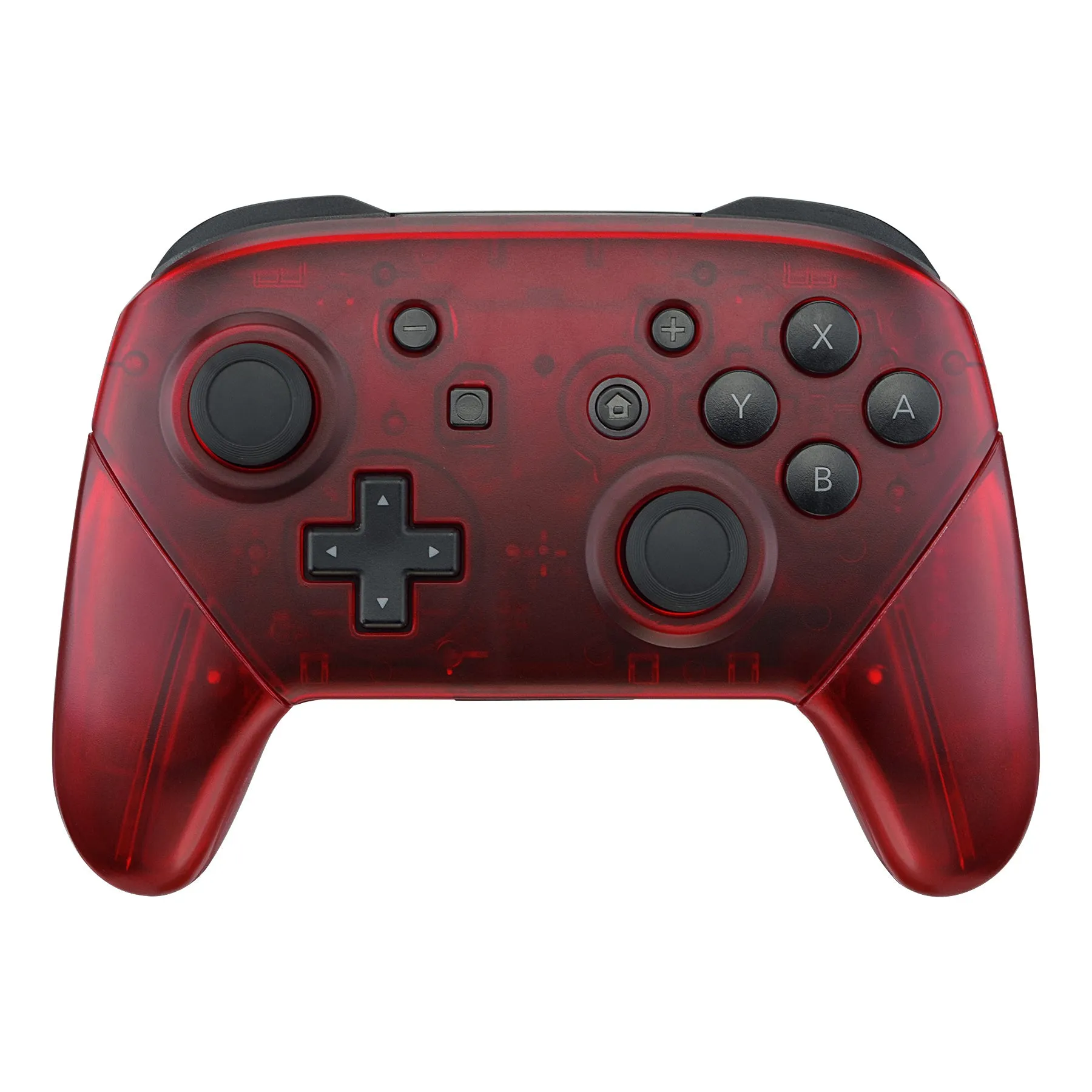 eXtremeRate Transparent Clear Red Faceplate Backplate Handles for Nintendo Switch Pro Controller, DIY Replacement Grip Housing Shell Cover for Nintendo Switch Pro - Controller NOT Included - FRM502