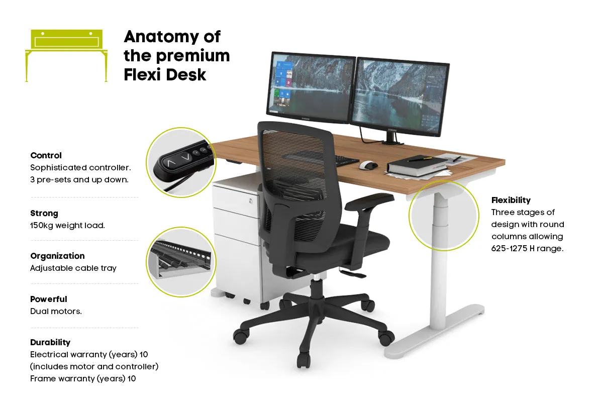 Flexi Premium Height Adjustable Single Workstation [1600L x 700W]