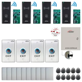 FPC-8995 Four Door Access Control Time Attendance TCP/IP RS485 Wiegand Controller Box   Power Supply Included   Outdoor Wireless Card Reader   Wireless Receiver PCB   Computer Based Software Included