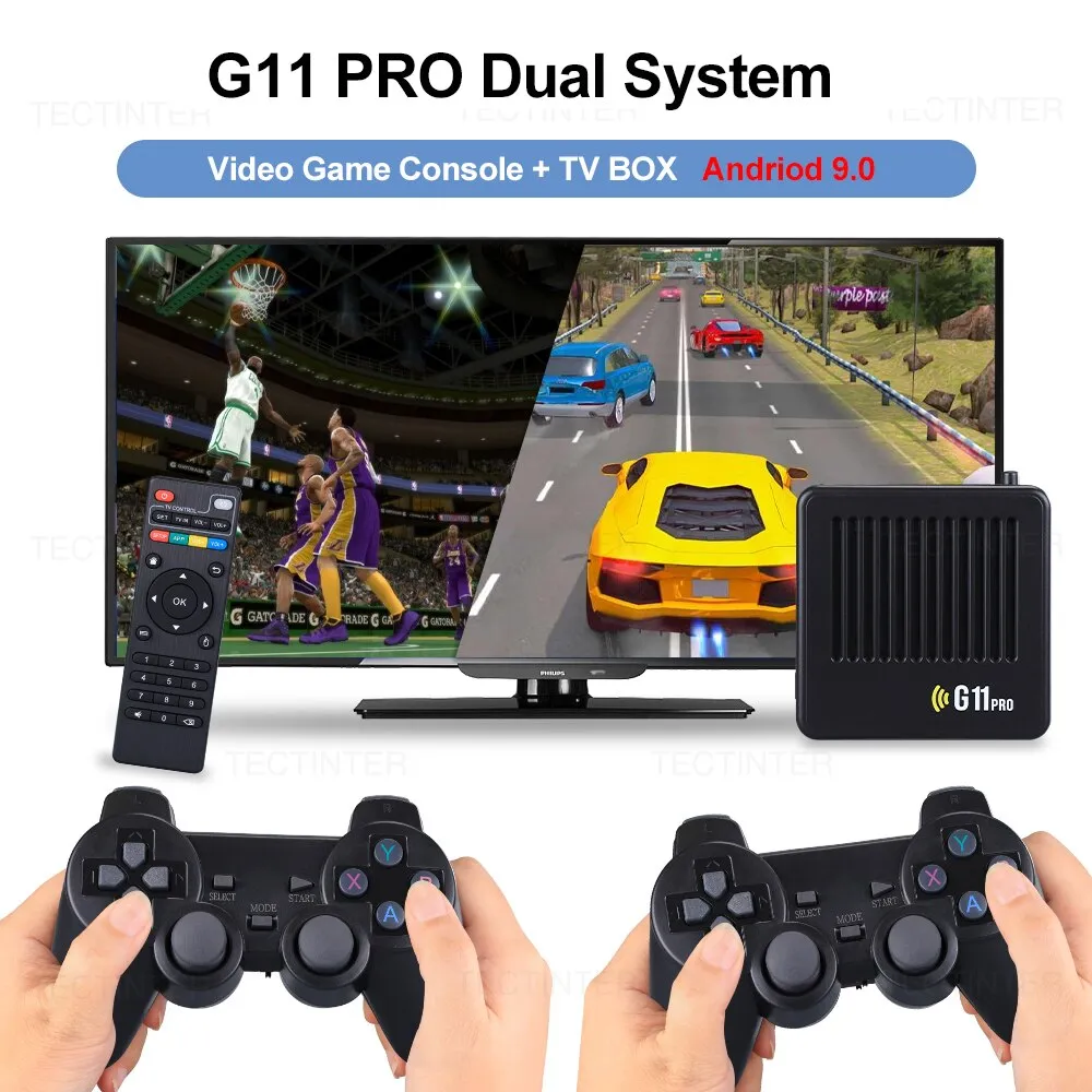 G11 Pro Game Box 4K HD TV Game Stick Video Game Console 128G Built in 40000  Retro Games 2.4G Wireless Gamepad For PS1/GBA/FC