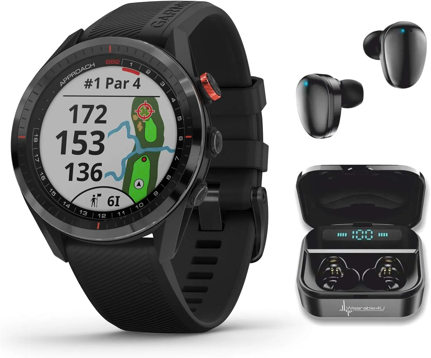 Garmin Approach S62, Premium Golf GPS Watch, Built-in Virtual Caddie, Mapping and Full Color Screen