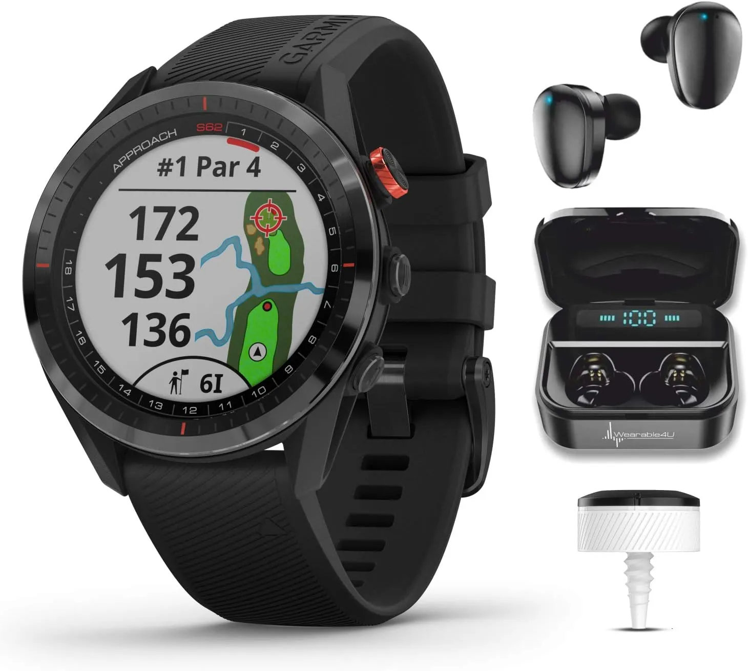 Garmin Approach S62, Premium Golf GPS Watch, Built-in Virtual Caddie, Mapping and Full Color Screen