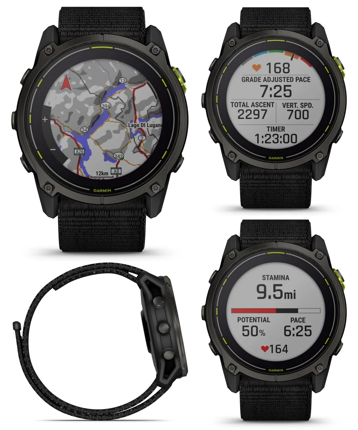 Garmin Enduro 3 - 51 mm, Solar, Sapphire, Ultraperformance GPS Smartwatch, Carbon Gray DLC Titanium with Black UltraFit Nylon Strap Bundle (010-02751-00)