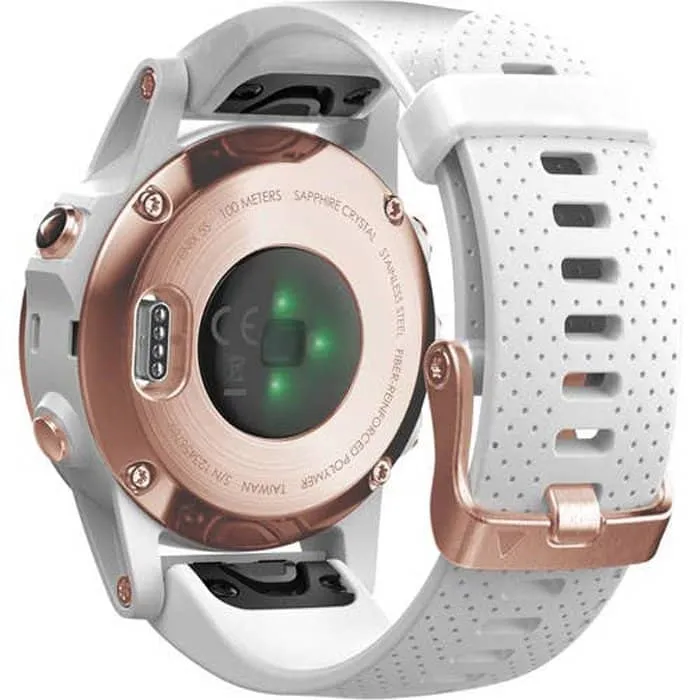 Garmin Fenix 5S Sports Watch with White Band (Sapphire Rose Gold)