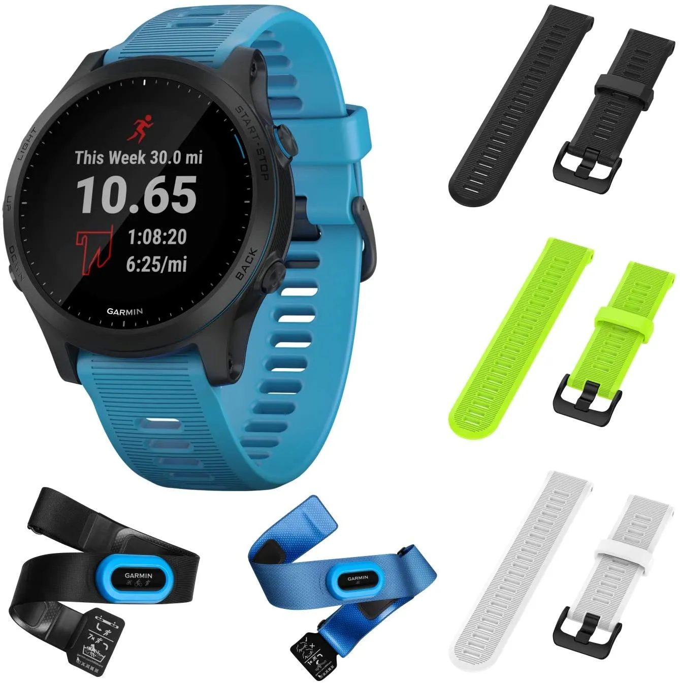 Garmin Forerunner 945 Bundle, Premium GPS Running/Triathlon Smartwatch (010-02063-10, Black/Lime/White)